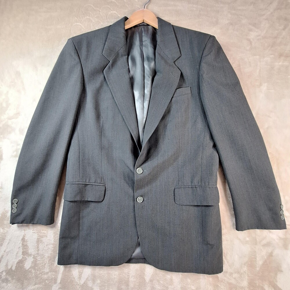 Vintage Ron Chereskin Suit Jacket Mens 46L Gray Two Button Ventless Sport Coat